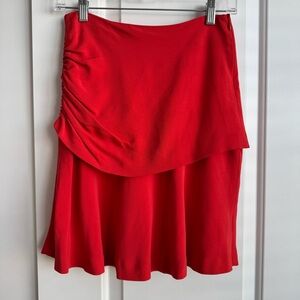 Massimo Dutti Blood Orange Ruched Tiered Mini Skirt - 4